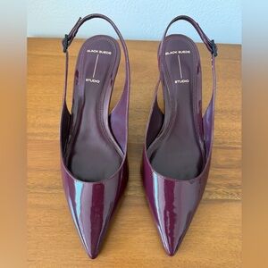 NWT Black Suede Studio Maroon Slingback Heels